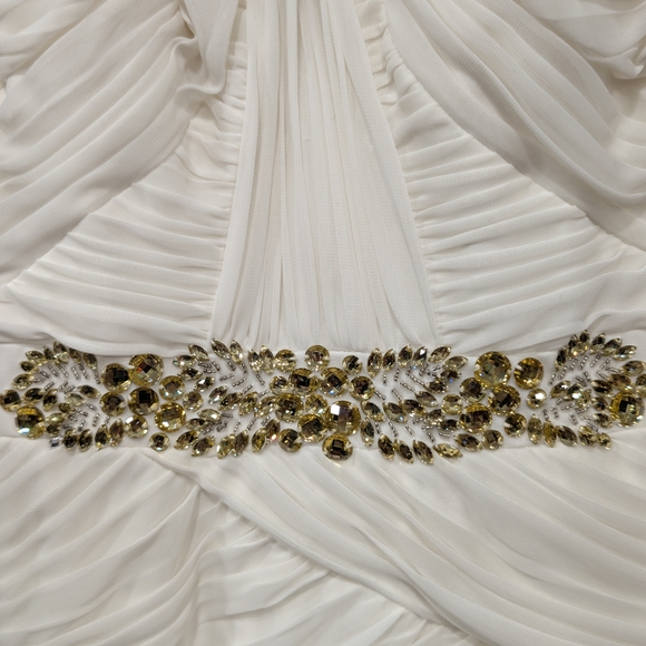 Cache White Mini Dress With Gold Gemstones - Picture 2 of 5
